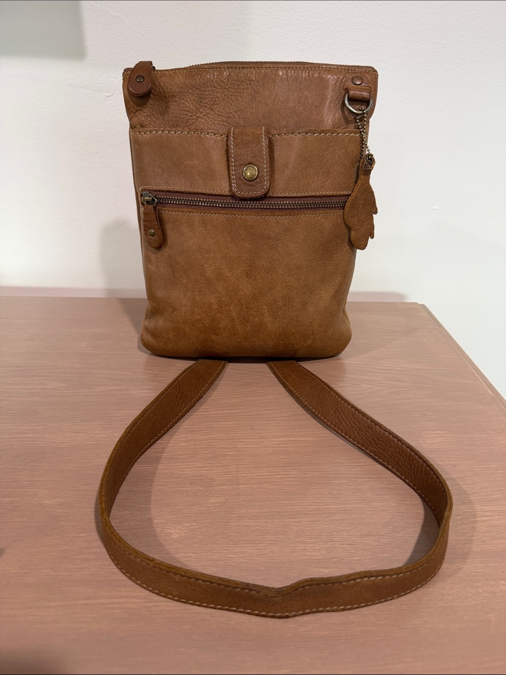 Roots Vintage Brown Leather Crossbody Bag Made In Canada